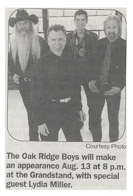 Oak Ridge Boys / Appearance at the Grandstand | Newspaper Photo | August 2001