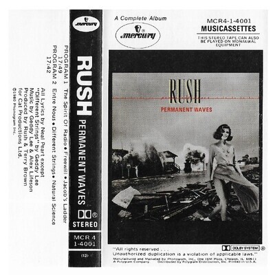 Rush / Permanent Waves | Mercury MCR4-1-4001 | Cassette Insert | 1980
