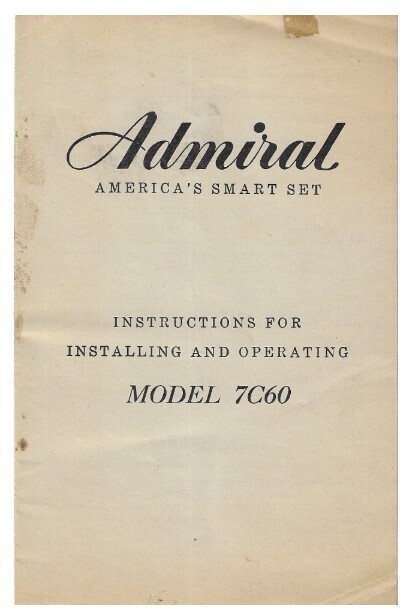 Admiral / America's Smart Set | User Guide | for Model 7C60