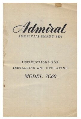Admiral / America's Smart Set | User Guide | for Model 7C60