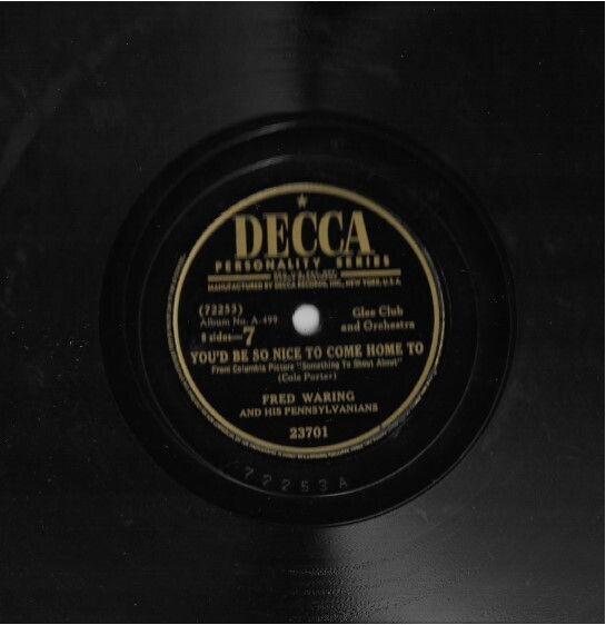 Waring, Fred / You&#39;d Be So Nice to Come Home To | Decca 23701 | 10 Inch Shellac Single (78 RPM) | June 1947