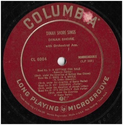 Shore, Dinah / Dinah Shore Sings | Columbia CL-6004 | 10 Inch Vinyl Album (33 RPM) | 1949