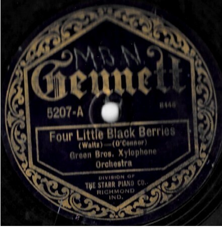 Green Bros. Xylophone Orchestra / Four Little Black Berries | Gennett 5207 | 10 Inch Shellac Single (78 RPM) | July 1923