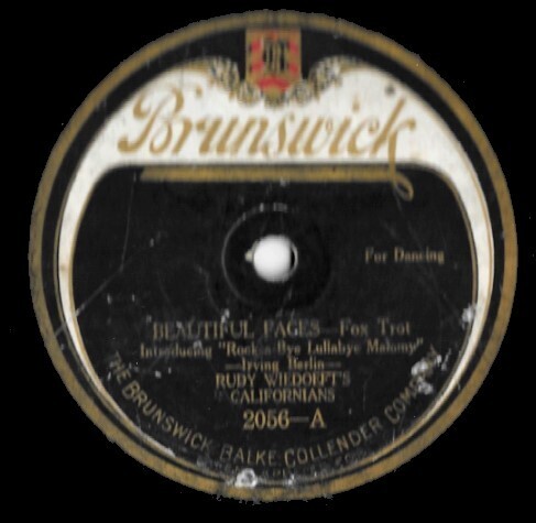 Wiedoeft, Rudy / Beautiful Faces | Brunswick 2056 | 10 Inch Shellac Single (78 RPM) | January 1921