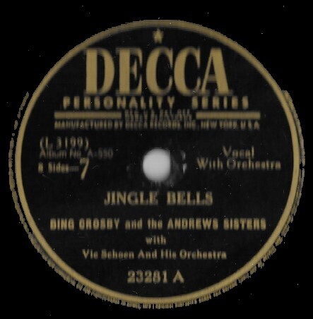 Crosby, Bing (+ The Andrews Sisters) / Jingle Bells | Decca 23281 | 10 Inch Shellac Single (78 RPM) | 1947