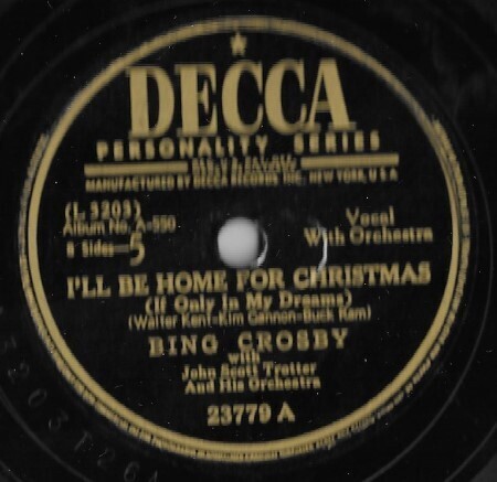 Crosby, Bing / I&#39;ll Be Home For Christmas | Decca 23779 | 10 Inch Shellac Single (78 RPM) | October 1947