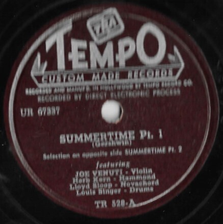 Venuti, Joe / Summertime | Tempo TR-528 | 10 Inch Shellac Single (78 RPM) | March 1948