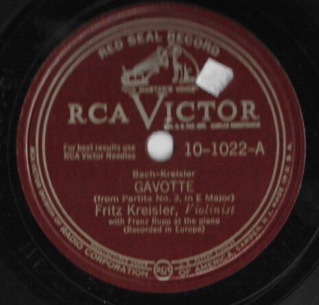 Kreisler, Fritz / Gavotte | RCA Victor 10-1022 | 10 Inch Shellac Single (78 RPM)