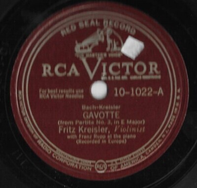 Kreisler, Fritz / Gavotte | RCA Victor 10-1022 | 10 Inch Shellac Single (78 RPM)