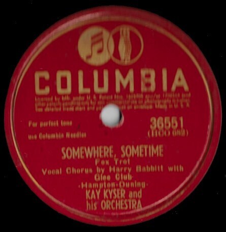 Kyser, Kay / Somewhere, Sometime | Columbia 36551 | 10 Inch Shellac Singles (78 RPM) | February 1942