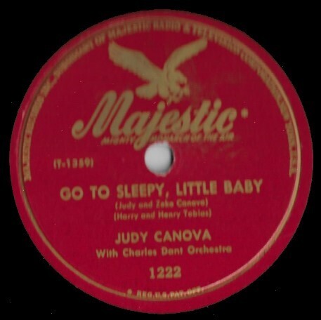Canova, Judy / Go To Sleepy, Little Baby | Majestic 1222 | 10 Inch Shellac Single (78 RPM) | 1947