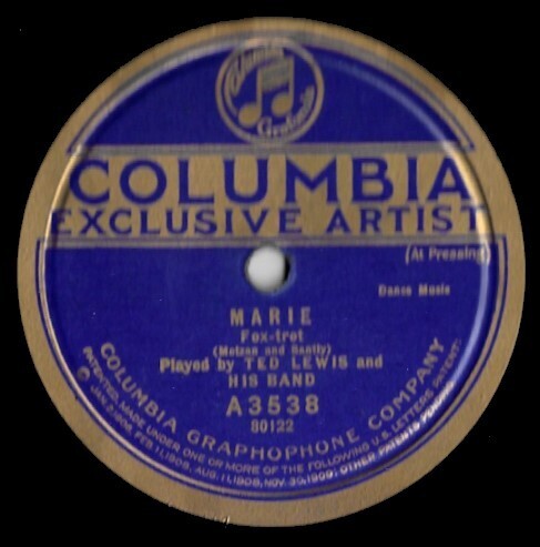 Lewis, Ted / Marie | Columbia A-3538 | 10 Inch Shellac Single (78 RPM) | February 1922
