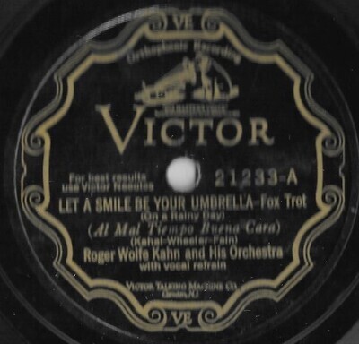 Kahn, Roger Wolfe / Let a Smile Be Your Umbrella | Victor 21233 | 10 Inch Shellac Single (78 RPM) | March 1928