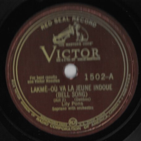 Pons, Lily / Lakme-Ou La Va Jeune Indoue (Bell Song) | Victor Red Seal 1502 | 10 Inch Shellac Single (78 RPM) | 1930
