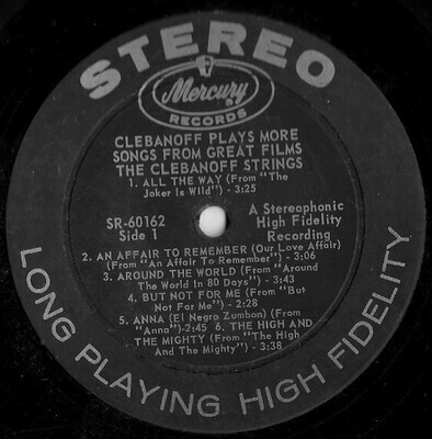Clebanoff Strings, The / Clebanoff Plays More Songs from Great Films | Mercury SR-60162 | 12 Inch Vinyl Album (33 RPM) | 1960