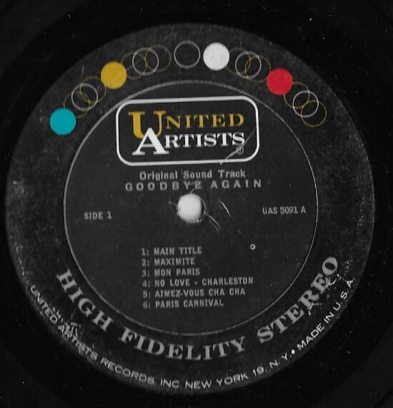 Auric, Georges / Goodbye Again (Original Sound Track) | United Artists UAS-5091 | 12 Inch Vinyl Album (33 RPM) | 1961