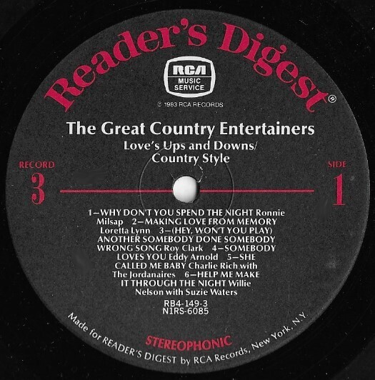 Various Artists / The Great Country Entertainers (Record 3) | Reader&#39;s Digest RB4-149-3 | 12 Inch Vinyl Album (33 RPM) | 1983