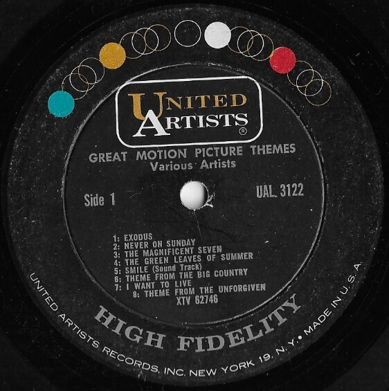 Various Artists / Great Motion Picture Themes | United Artists UAL-3122 | 12 Inch Vinyl Album (33 RPM) | 1960