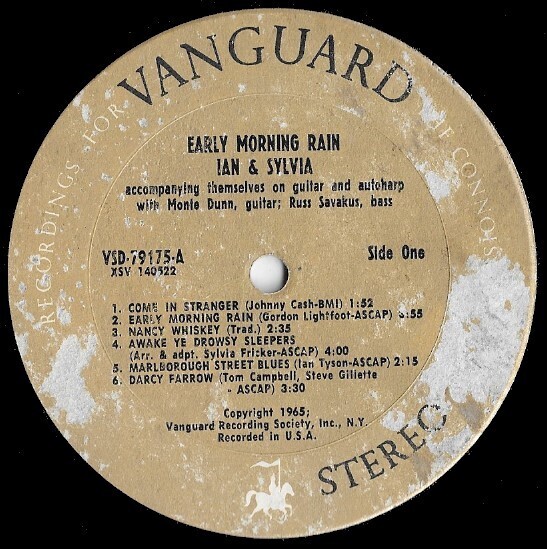Ian + Sylvia / Early Morning Rain | Vanguard VSD-79175 | 12 Inch Vinyl Album (33 RPM) | 1965