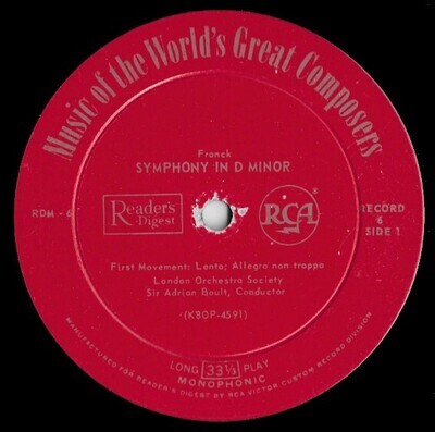 Boult, Sir Adrian / Music of the World&#39;s Great Composers (Record 6) | Reader&#39;s Digest RDM-6 | 12 Inch Vinyl Album (33 RPM) | 1959