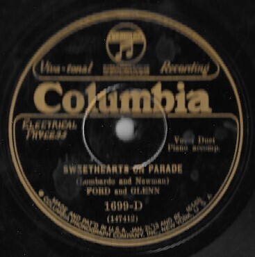 Ford and Glenn / Sweethearts On Parade | Columbia 1699-D | 10 Inch Shellac Single (78 RPM) | December 1928