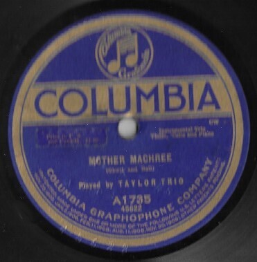 Taylor Trio / Mother Machree | Columbia A-1735 | 10 Inch Shellac Single (78 RPM) | 1919