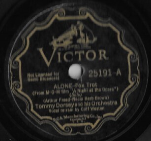 Dorsey, Tommy / Alone | Victor 25191 | 10 Inch Shellac Single (78 RPM) | November 1935
