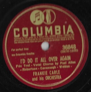 Carle, Frankie / I&#39;d Do It All Over Again | Columbia 36848 | 10 Inch Shellac Single (78 RPM) | September 1945