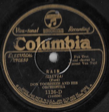 Voorhees, Don / Rain | Columbia 1126-D | 10 Inch Shellac Single (78 RPM) | September 1927