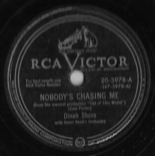 Shore, Dinah / Nobody&#39;s Chasing Me | RCA Victor 20-3978 | 10 Inch Shellac Single (78 RPM) | November 1950