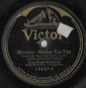 Club Royal Orchestra / Wimmin | Victor 18857 | 10 Inch Shellac Single (78 RPM) | March 1922