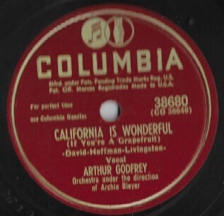 Godfrey, Arthur / California is Wonderful | Columbia 38680 | 10 Inch Shellac Single (78 RPM) | January 1950