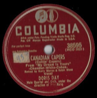 Day, Doris / Canadian Capers | Columbia 38595 | 10 Inch Shellac Single (78 RPM) | October 1949