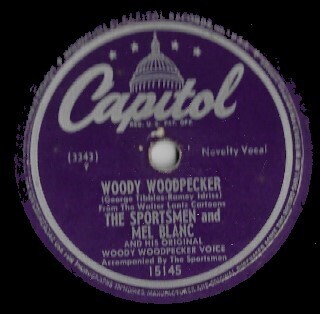 Sportsmen, The (+ Mel Blanc) / Woody Woodpecker | Capitol 15145 | 10 Inch Shellac Single (78 RPM) | July 1948