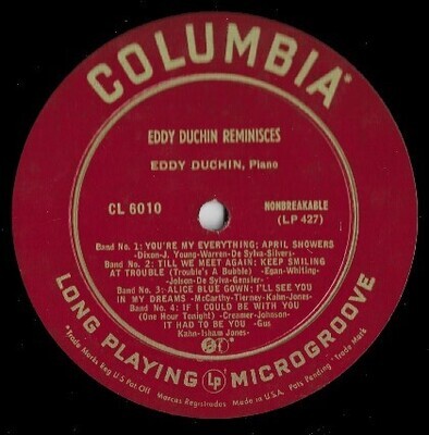 Duchin, Eddy / Eddy Duchin Reminisces | Columbia CL-6010 | 10 Inch Vinyl Album (33 RPM) | 1948