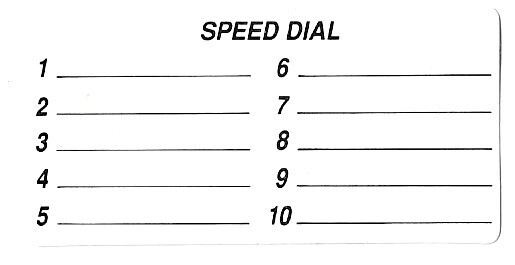 Speed Dial / Room for 10 Numbers | Sticker