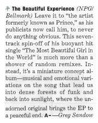 Prince / The Beautiful Experience | Magazine Review | 1994