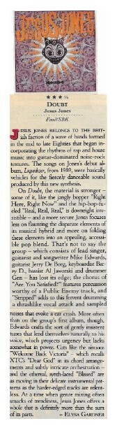 Jesus Jones / Doubt | Magazine Review | March 1991