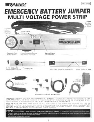 Rally / Emergency Battery Jumper | User Guide | 2005