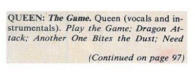 Queen / The Game | Magazine Review | October 1980