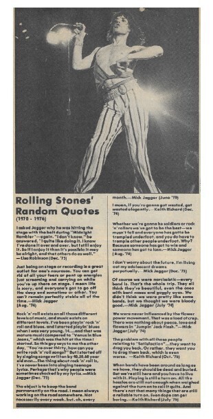 Rolling Stones, The / Random Quotes (1970-1976) | Magazine Article | 1976