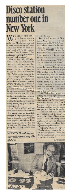 Rapaport, David / Disco Station Number One in New York | Magazine Article | March 1979