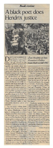 Hendrix, Jimi / A Black Poet Does Hendrix Justice | Magazine Review | May 1979