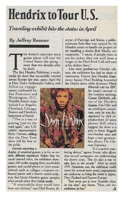 Hendrix, Jimi / Hendrix to Tour U.S. / 1993