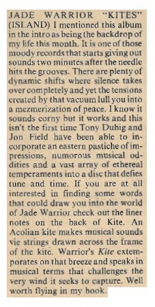 Jade Warrior / Kites | Magazine Review | June 1977