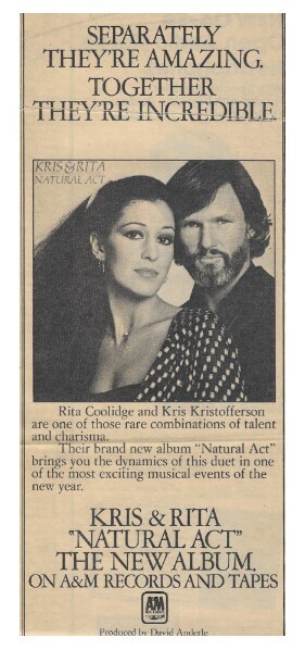 Kristofferson, Kris (+ Rita Coolidge) / Natural Act | Magazine Ad | 1979