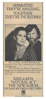 Kristofferson, Kris (+ Rita Coolidge) / Natural Act | Magazine Ad | 1979