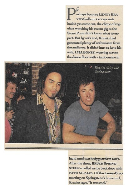 Kravitz, Lenny / With Bruce Springsteen at The Stone Pony | Magazine Article | October 1989