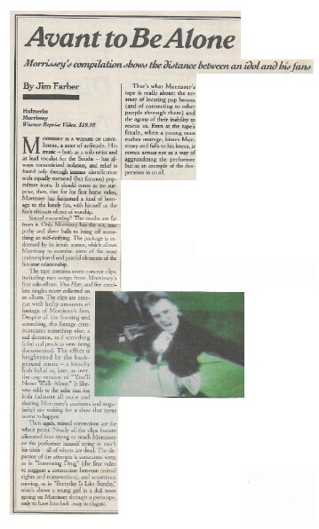 Morrissey / Hulmerist (Avant to Be Alone) | Magazine Review | August 1990