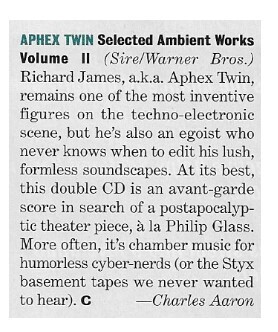 Aphex Twin / Selected Ambient Works Volume II | Magazine Review | April 1994